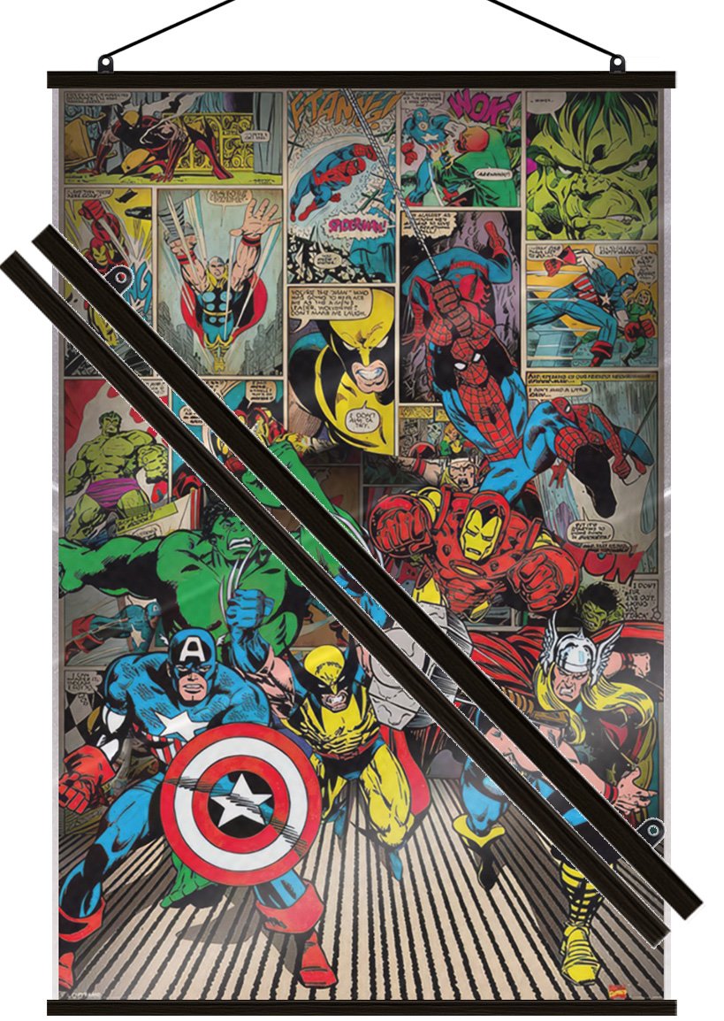 Marvel Superheroes Poster (Here Come The Heroes) (Size: 24″ x 36″) (LAMINATED)