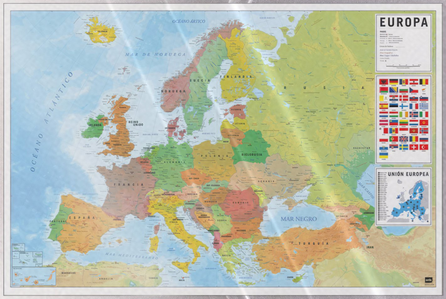 Political Map Of Europe – Spanish Language Poster (Mapa de Europa) (LAMINATED)