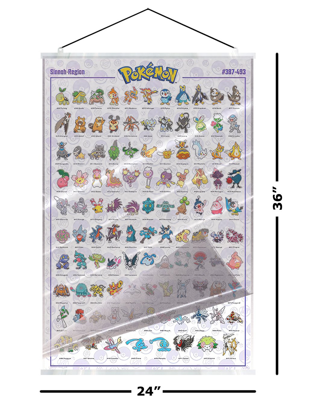 Pokemon - Gaming Poster (Sinnoh-Region - #387 - 493) (Size 24 x 36