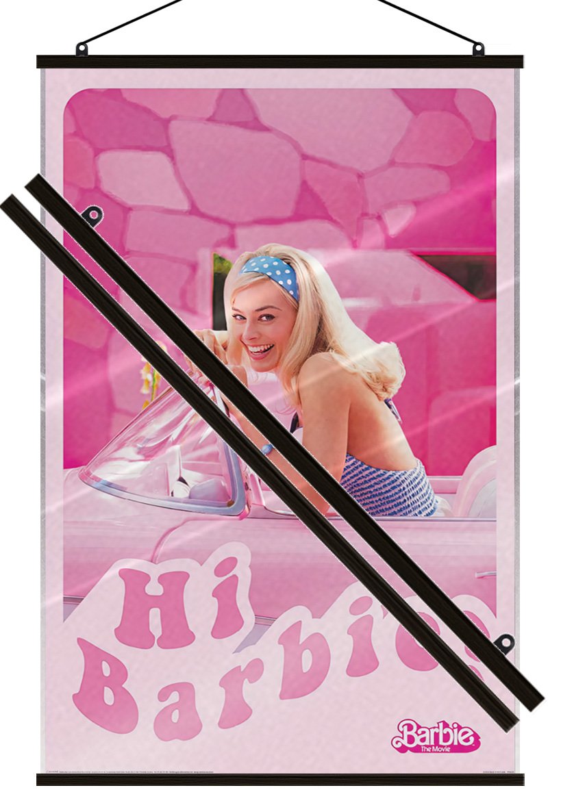 Barbie The Movie – Movie Poster (Barbie In Car) (Size: 24″ x 36″) (LAMINATED)