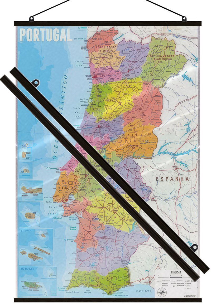 Map Of Portugal – Poster (Portugese Language Version) (24″ x 36″) (LAMINATED)