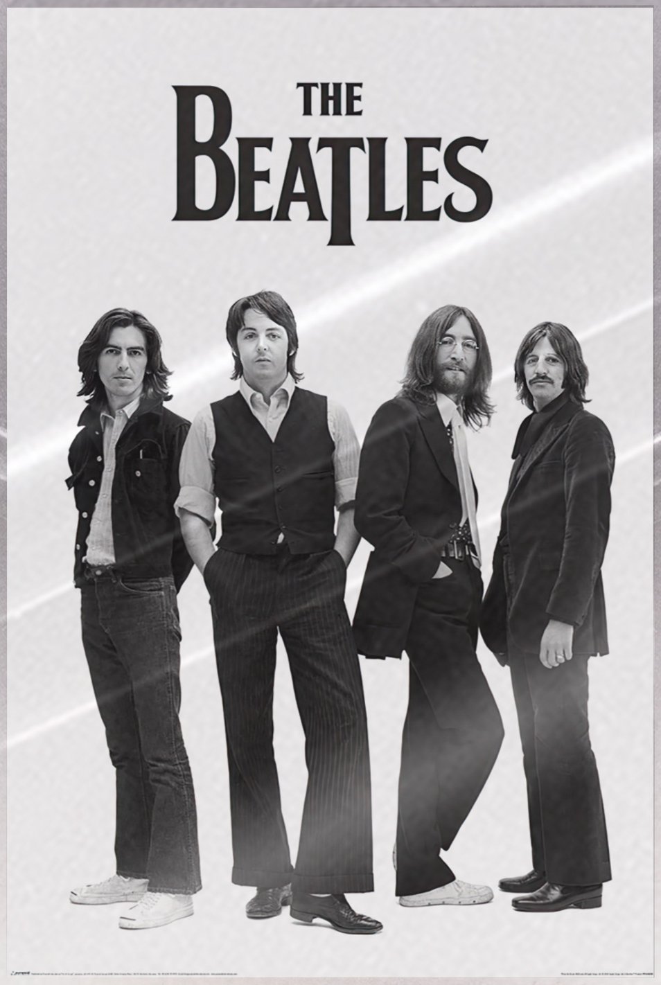 The Beatles - Music Poster (Long Hair & White Background