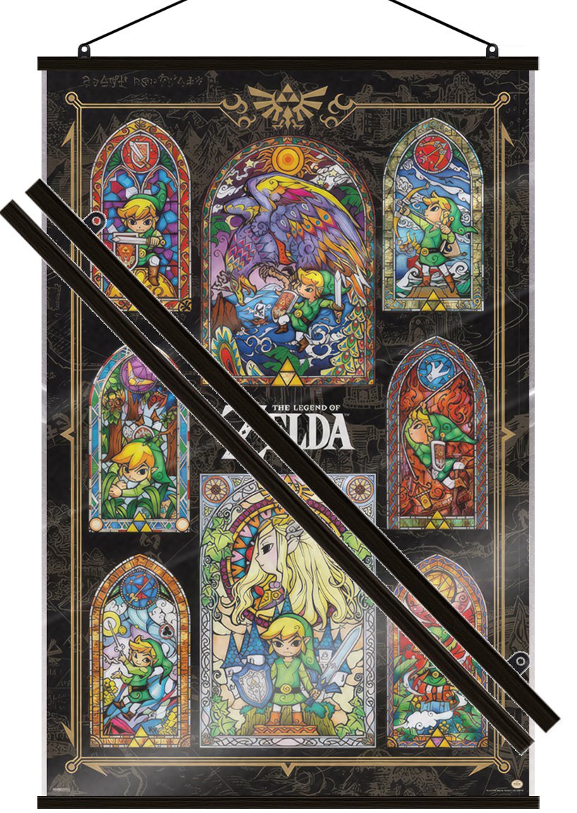 The Legend Of Zelda – Gaming Poster (Stained Glass Windows) (LAMINATED)