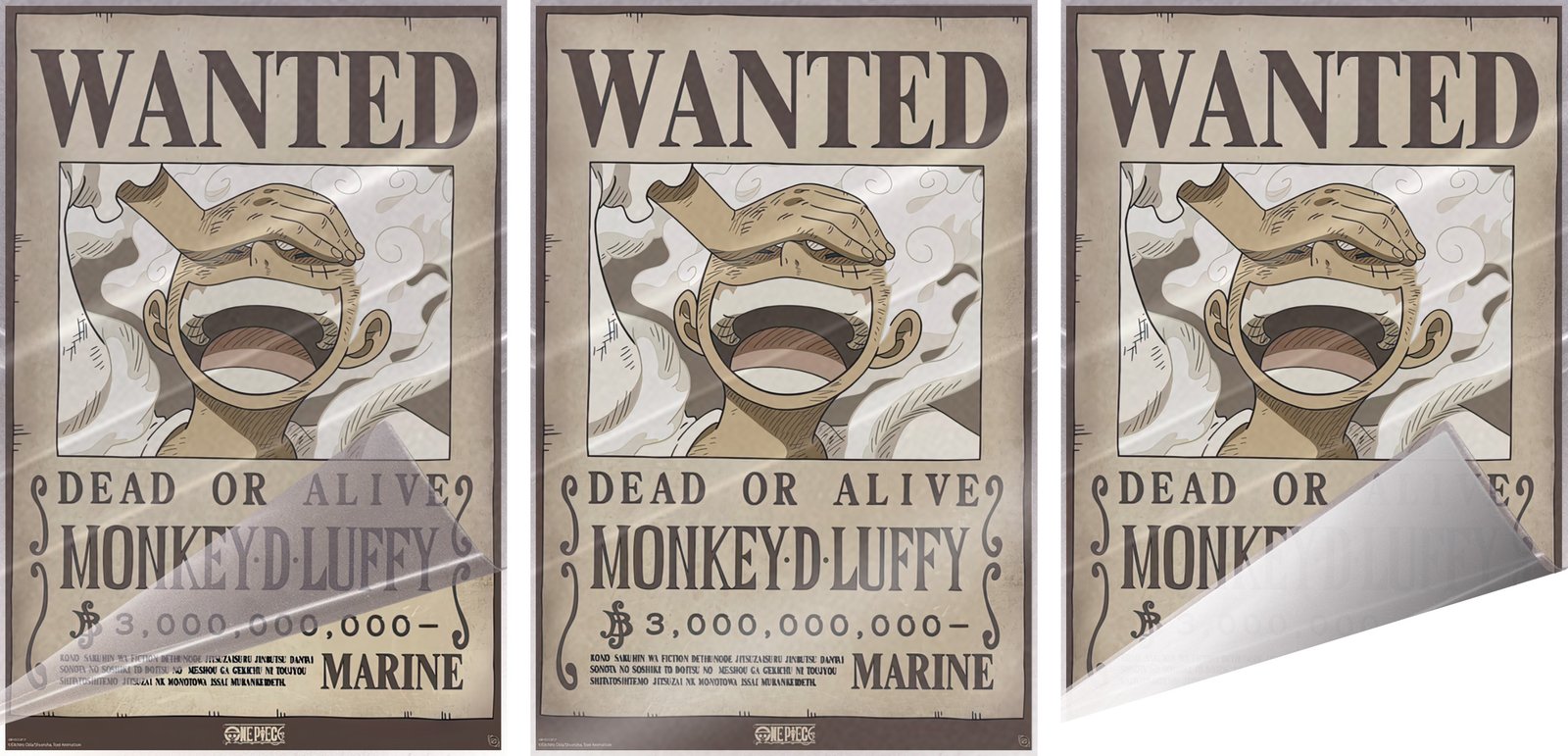 One Piece - Anime Poster Set (Wanted: Monkey, Shanks & Roronoa