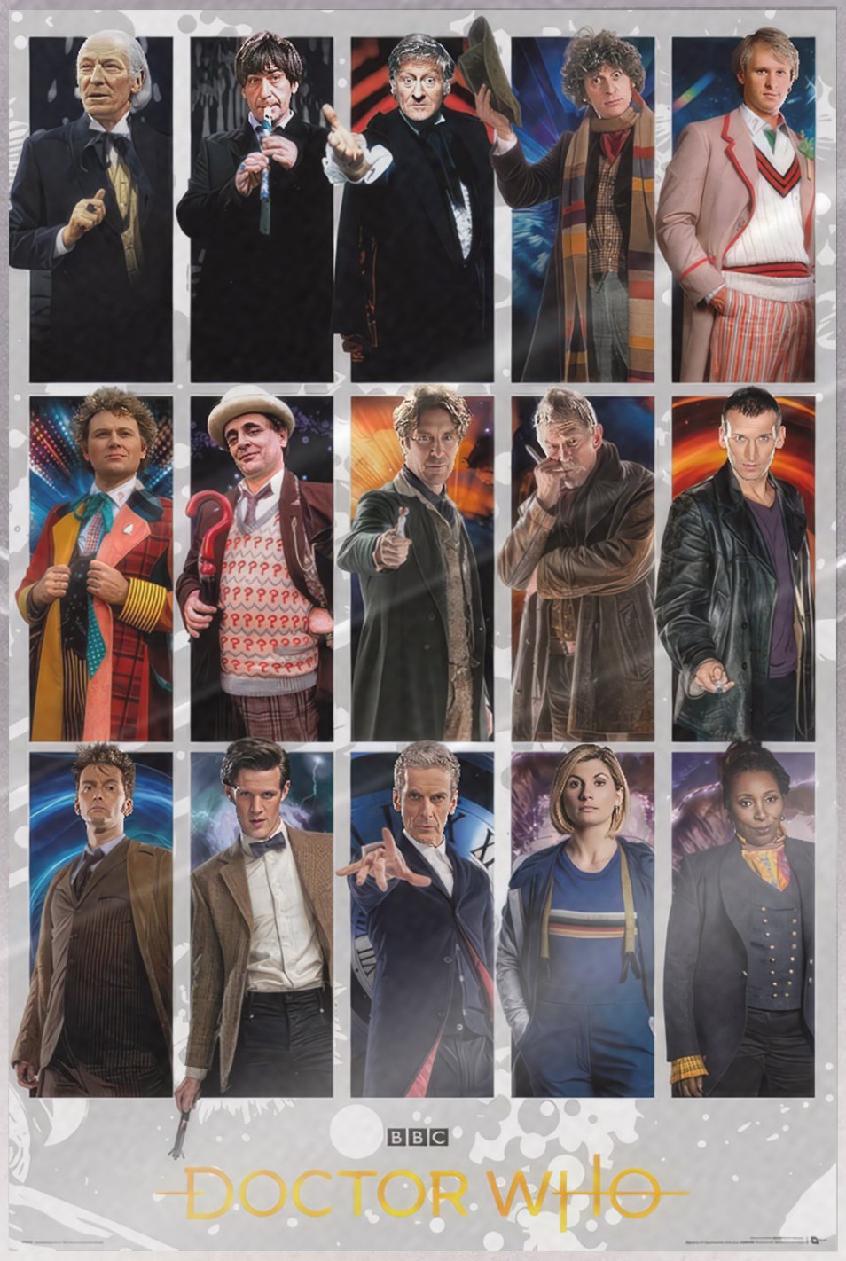 Doctor Who – Poster (15 Doctors – Character Grid) (Size: 24″ x 36″) (LAMINATED)