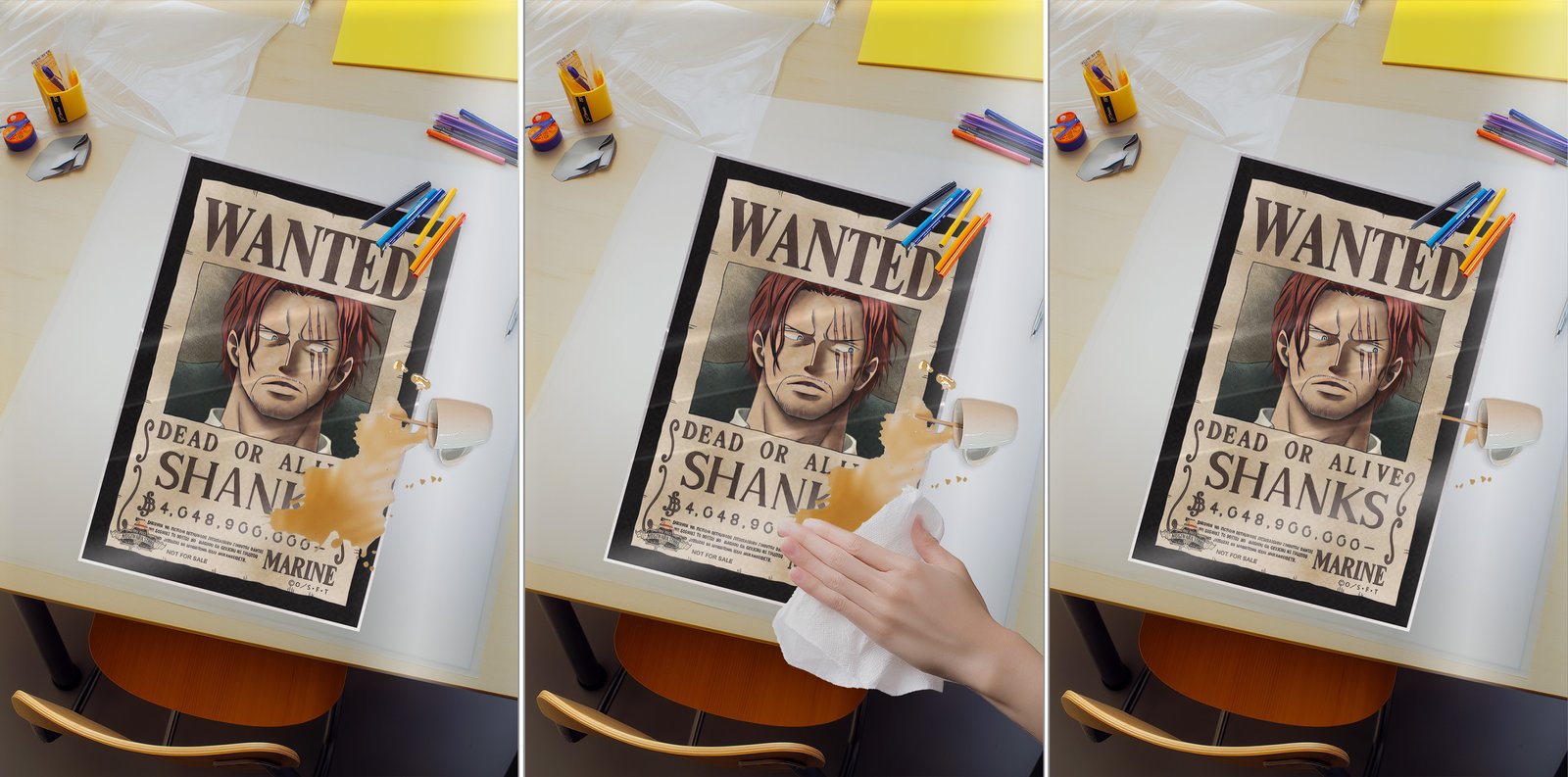 One Piece - Anime Poster Set (Wanted: Monkey, Shanks & Roronoa