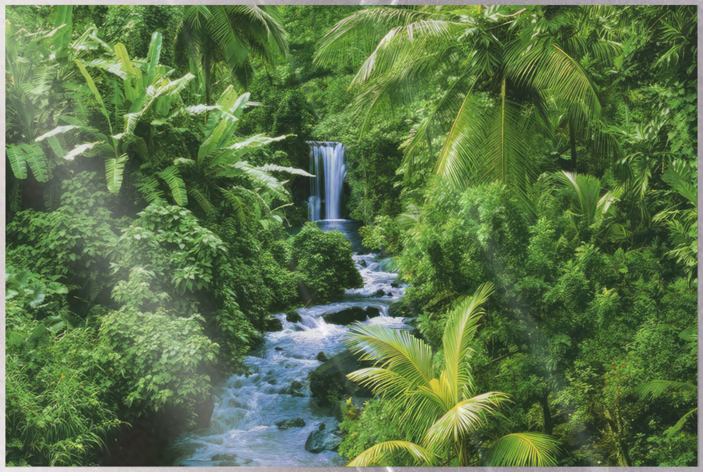 Tropical Rainforest – Nature Poster (Waterfall) (Size: 36″ x 24″) (LAMINATED)