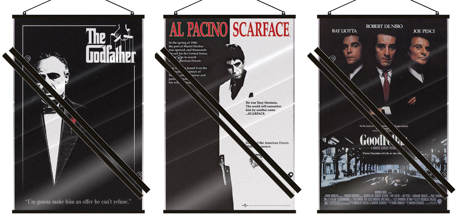 The Godfather, Scarface & Goodfellas – 3 Piece Poster Set (Regulars) (LAMINATED)
