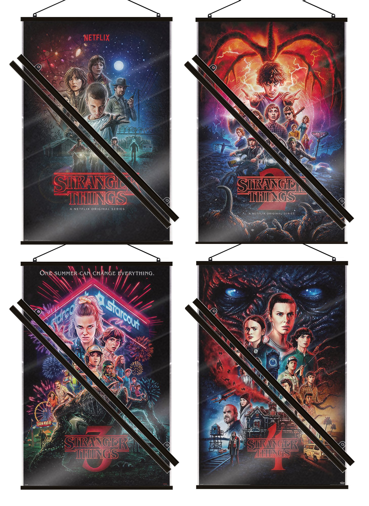 Stranger Things 1, 2, 3 & 4 – 4 Piece Poster Set (Regulars 4) (LAMINATED)