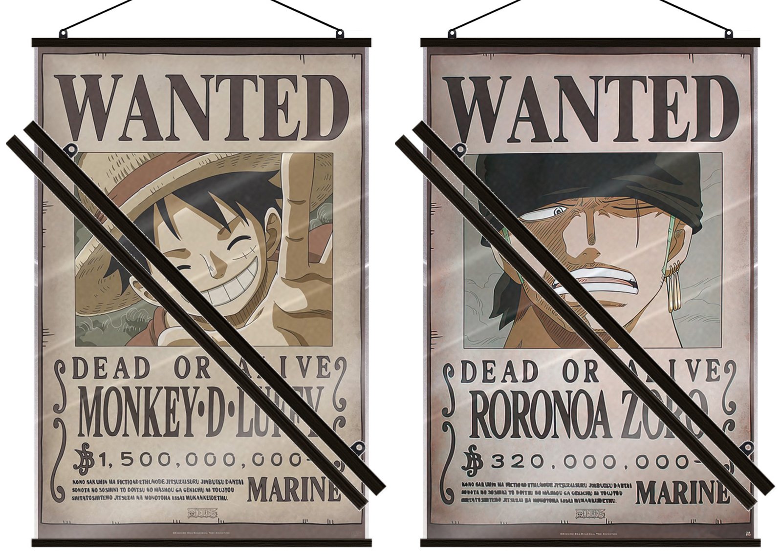 One Piece – Poster Set (Wanted: Monkey D. Luffy & Roronoa Zoro) (LAMINATED)