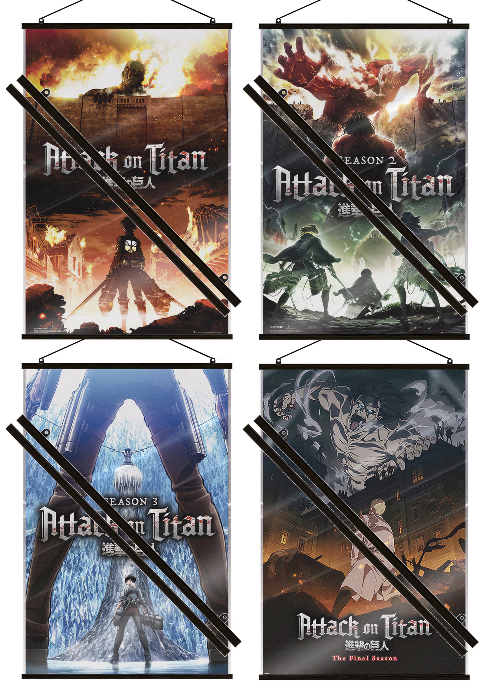 Attack On Titan: 1, 2, 3 & 4 – Poster Set (Regular Styles) (LAMINATED)