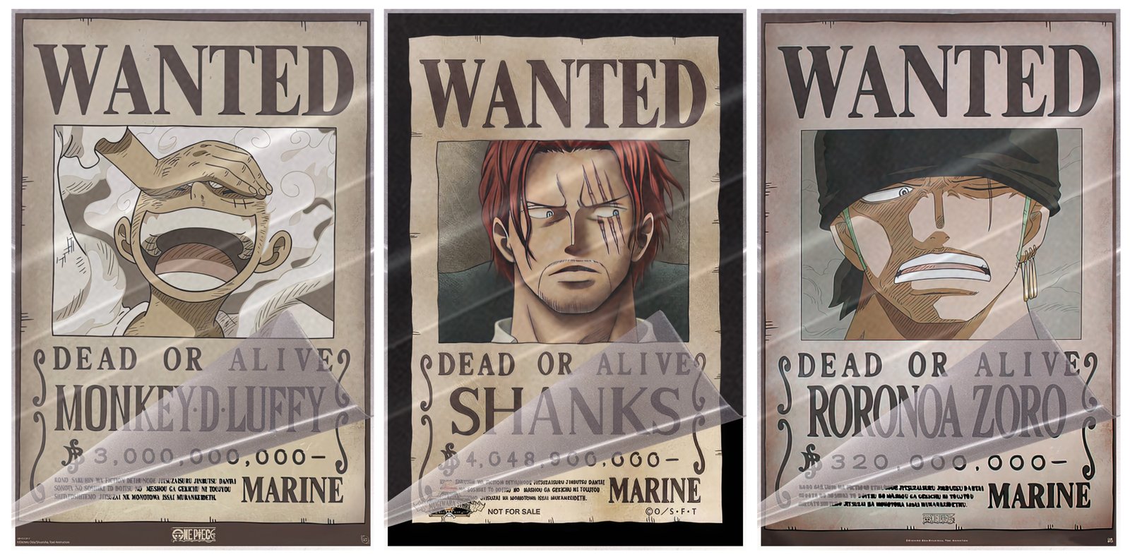 ワンピース キャラクター Wanted ポスター セット One Piece - Anime Poster Set (Wanted: Monkey, Shanks & Roronoa