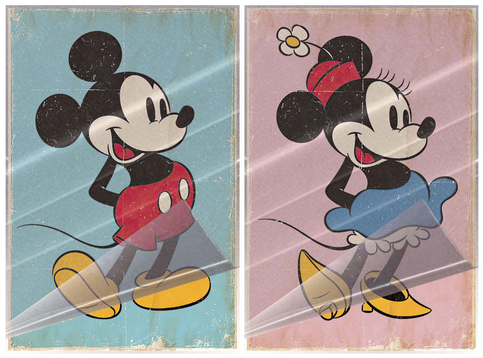 Mickey Mouse & Minnie Mouse - Comic Poster Set (Retro) (24" x 36") (LAMINATED)