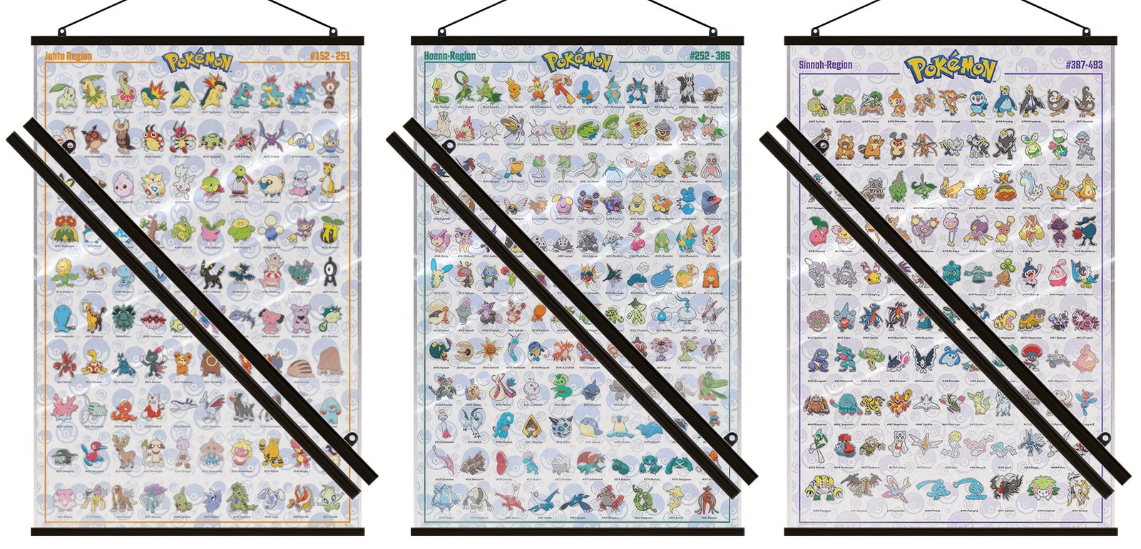 Pokemon – Gaming Poster Set (The Regions – Johto, Hoenn & Sinnoh) (LAMINATED)