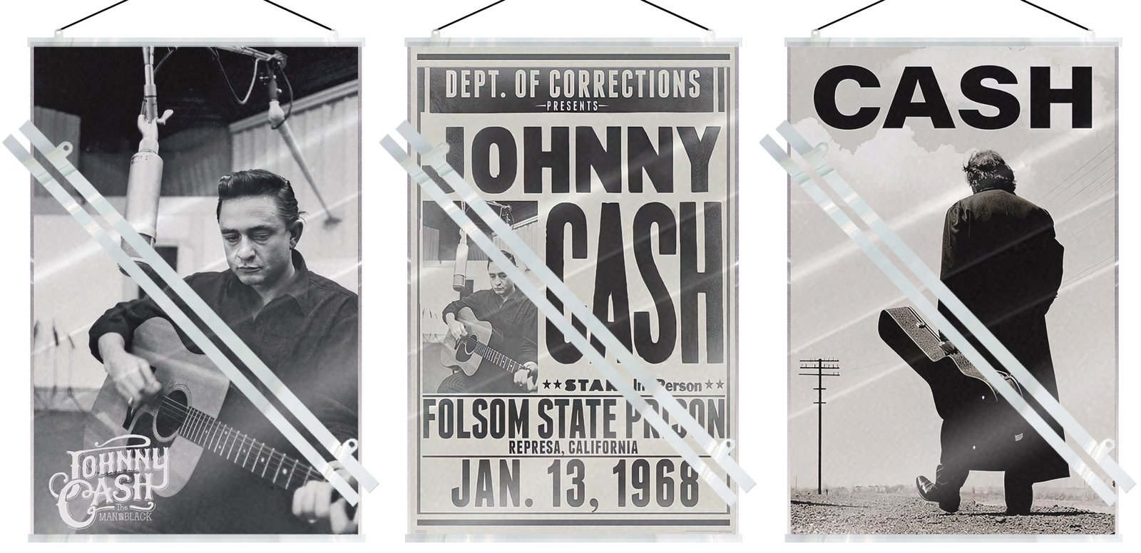 Johnny Cash - Poster Set (The Man In Black, Folsom Prison & Walking ...